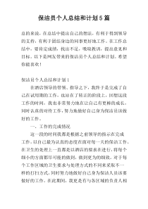 保洁员个人总结和计划5篇