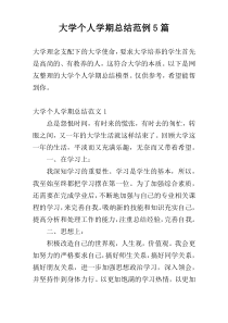 大学个人学期总结范例5篇