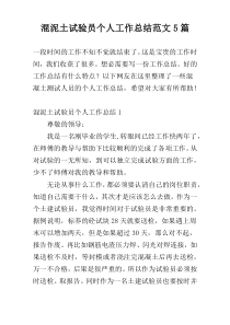 混泥土试验员个人工作总结范文5篇