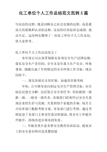 化工单位个人工作总结范文范例5篇