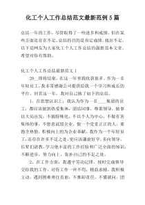 化工个人工作总结范文最新范例5篇