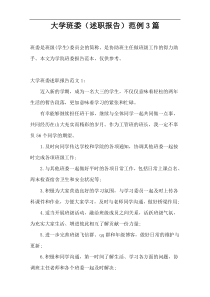 大学班委（述职报告）范例3篇