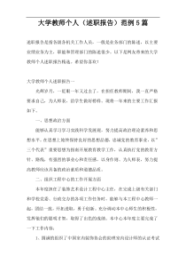 大学教师个人（述职报告）范例5篇