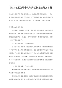 2022年度公司个人年终工作总结范文5篇