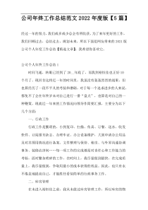 公司年终工作总结范文2022年度版【5篇】