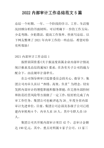 2022内部审计工作总结范文5篇