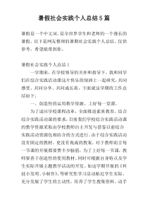 暑假社会实践个人总结5篇