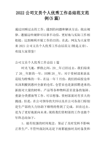2022公司文员个人优秀工作总结范文范例(5篇)