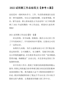 2022试用期工作总结范文【参考4篇】