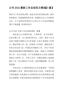 公司2022最新工作总结范文精选【5篇】
