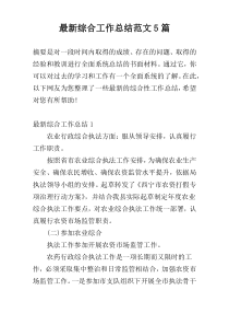 最新综合工作总结范文5篇