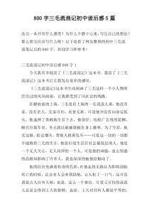 800字三毛流浪记初中读后感5篇