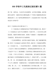 800字初中三毛流浪记读后感5篇