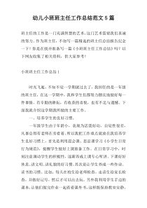 幼儿小班班主任工作总结范文5篇