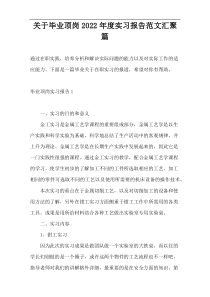 关于毕业顶岗2022年度实习报告范文汇聚篇
