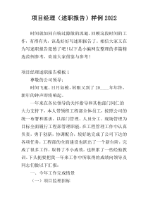 项目经理（述职报告）样例2022
