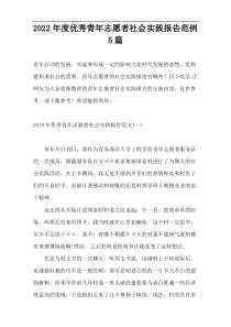 2022年度优秀青年志愿者社会实践报告范例5篇