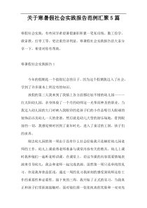 关于寒暑假社会实践报告范例汇聚5篇