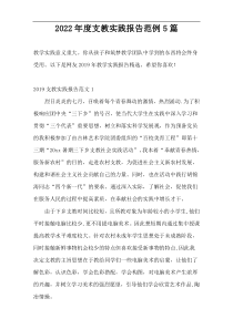 2022年度支教实践报告范例5篇