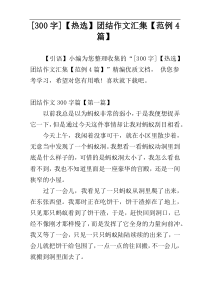 [300字]【热选】团结作文汇集【范例4篇】
