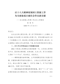 徐绍史在X年全国国土资源工作会议上的报告
