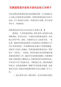 民族团结进步宣传月活动总结文本例子
