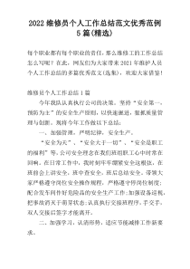 2022维修员个人工作总结范文优秀范例5篇(精选)