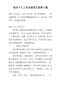 校办个人工作总结范文范例5篇