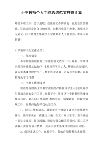 小学教师个人工作总结范文样例5篇