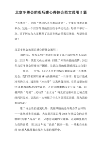 北京冬奥会的观后感心得体会范文通用5篇
