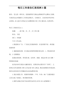 每日工作报告汇报范例3篇
