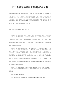 2022年度精编污染调查报告范例5篇
