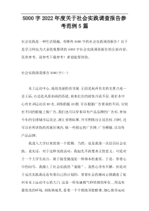 5000字2022年度关于社会实践调查报告参考范例5篇