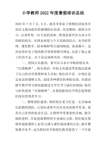 小学教师2022年度暑假培训总结
