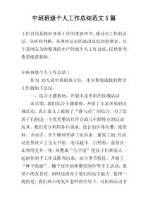 中班班级个人工作总结范文5篇