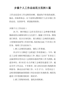 乡镇个人工作总结范文范例5篇