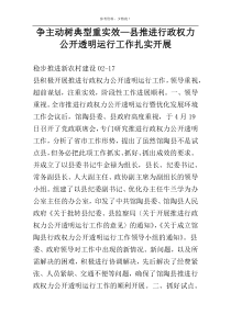 争主动树典型重实效—县推进行政权力公开透明运行工作扎实开展