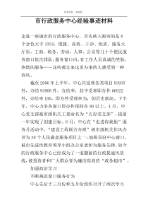 市行政服务中心经验事迹材料