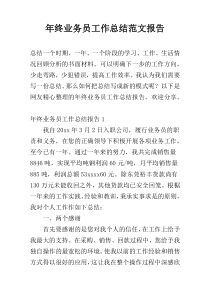 年终业务员工作总结范文报告