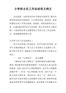 小学班主任工作总结范文例文