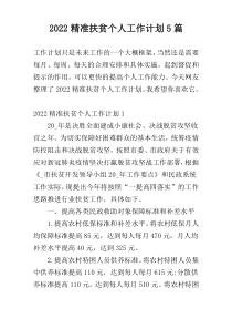 2022精准扶贫个人工作计划5篇