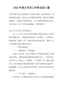 2022年度公司员工年终总结5篇