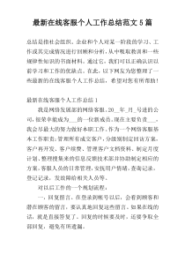 【新编】在线客服个人工作总结范文5篇