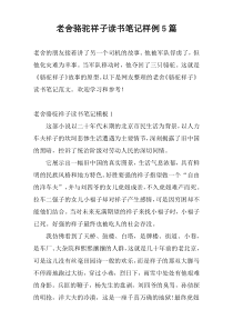 老舍骆驼祥子读书笔记样例5篇