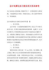 会计电算化实习报告范文范本参考