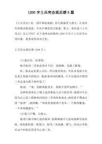 1200字士兵突击观后感5篇