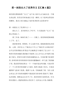 那一刻我长大了优秀作文【汇集4篇】