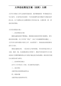 大学活动策划方案（实例）大纲