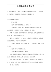 公司品牌营销策划书
