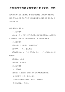 小型啤酒节活动文案策划方案（实例）范例